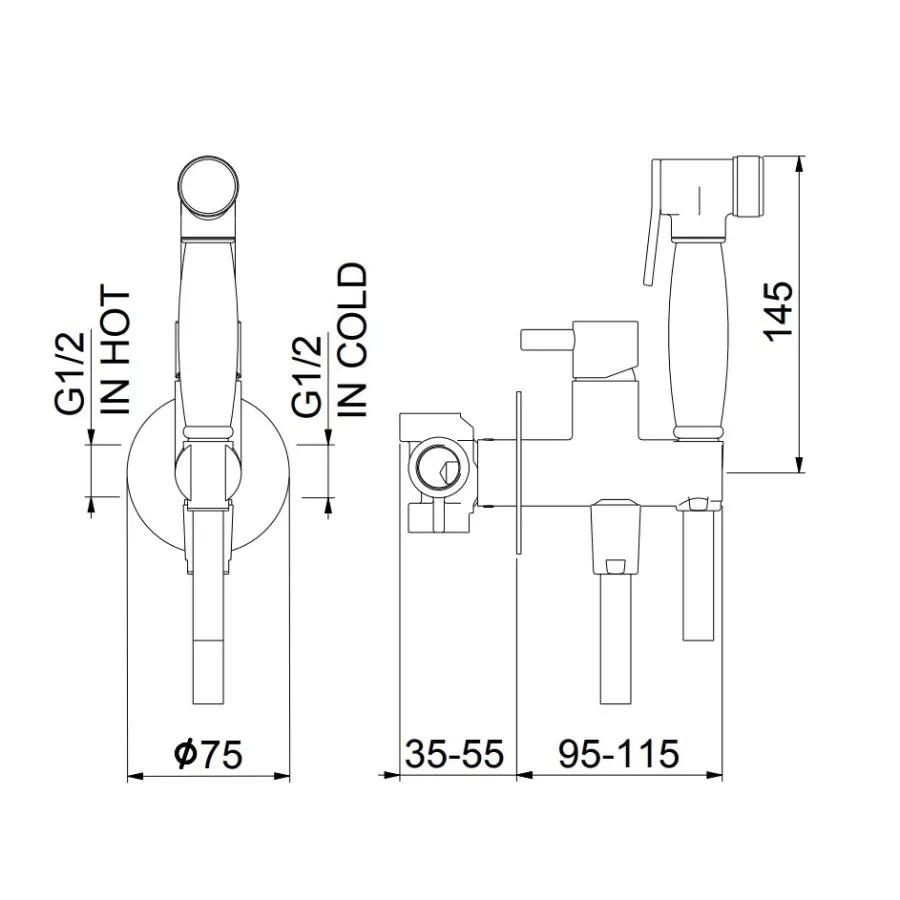 Гигиенический душ со смесителем Webert Elio EL870301010, золото