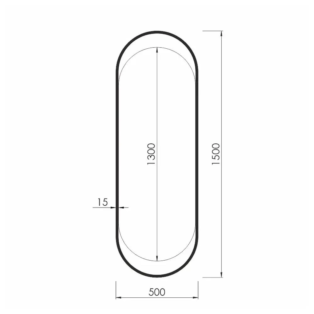 Зеркало Silver Mirrors Alba 500х1500 (металлическая рама, цвет черный)