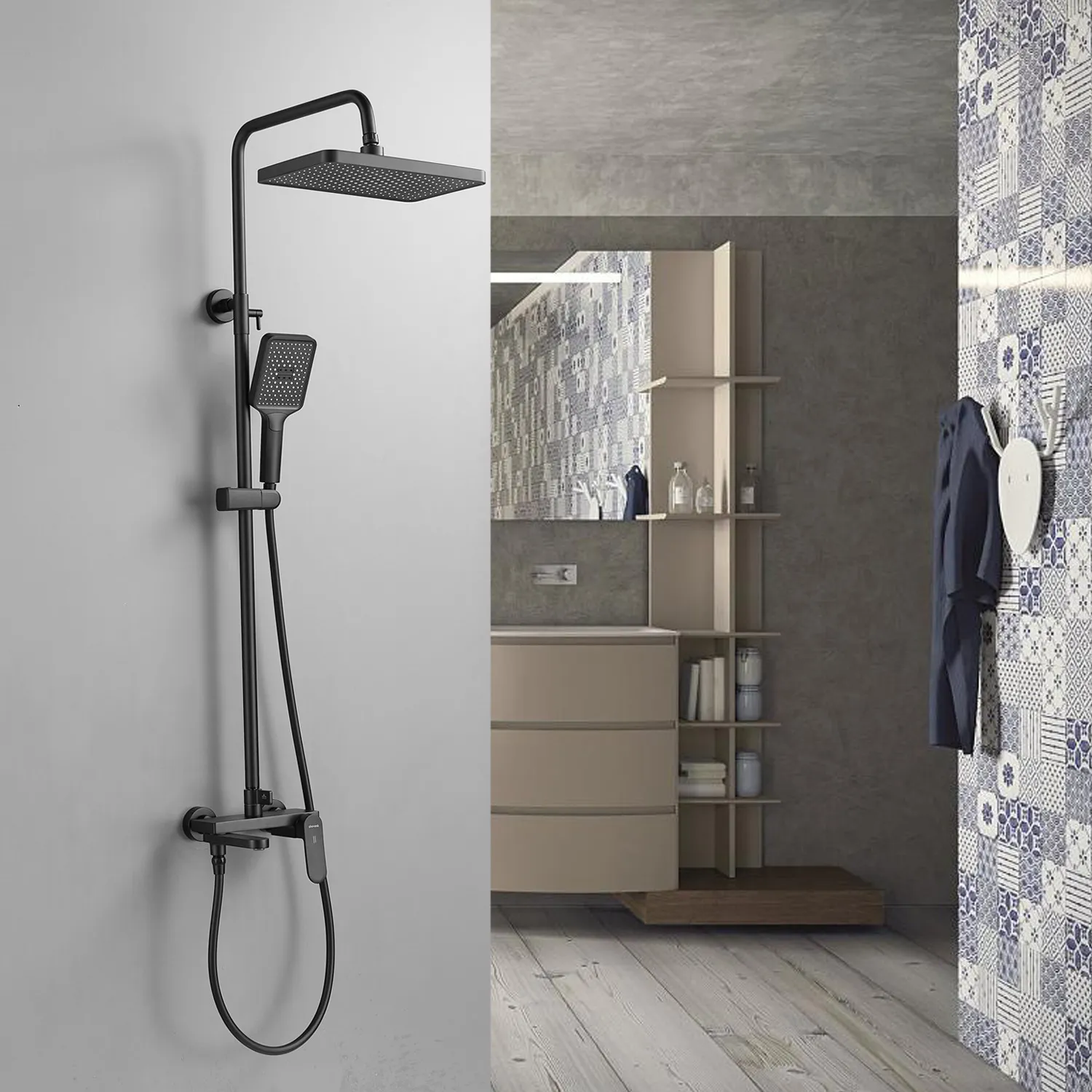 Душевая система Shevanik S4536H, черный