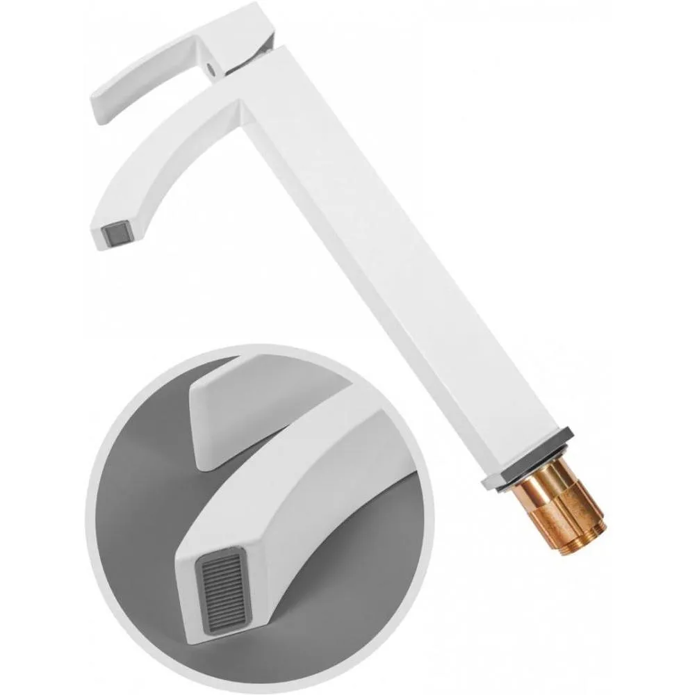 Смеситель для раковины высокий Hansberge H2077WW, белый