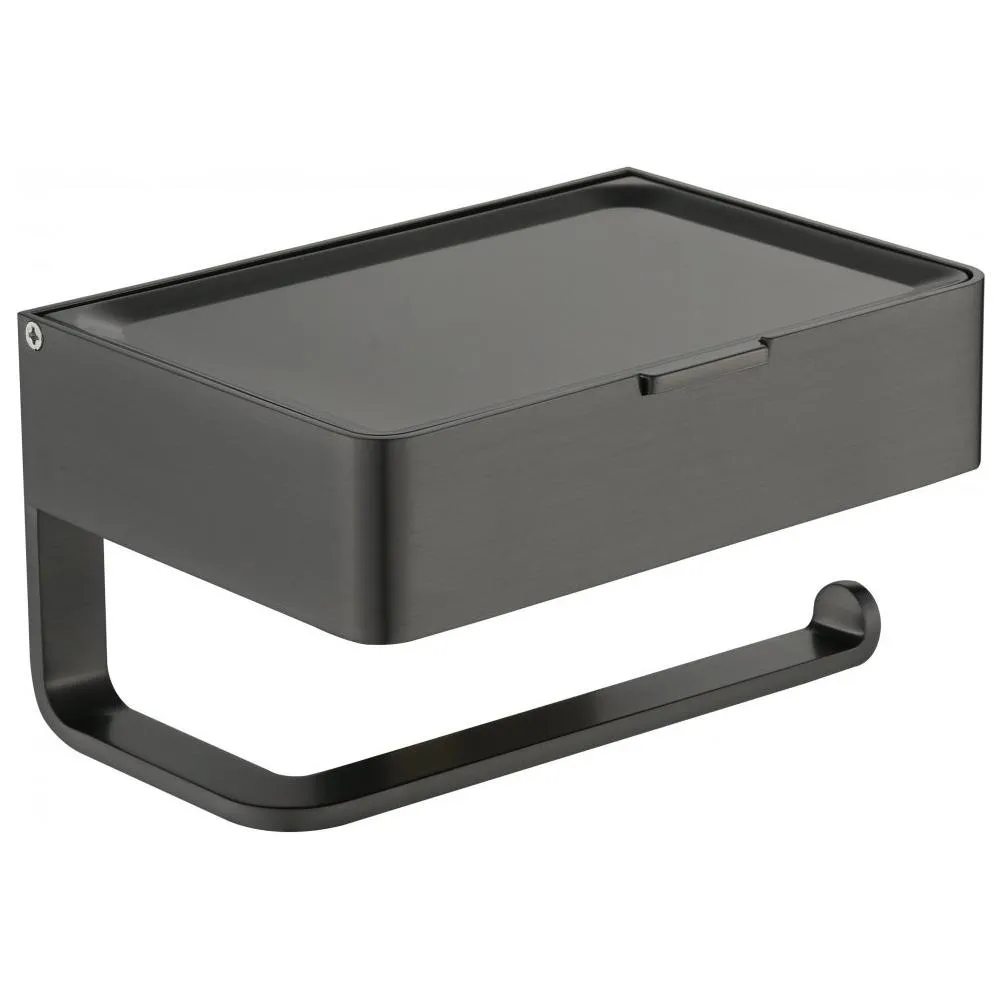 Держатель для туалетной бумаги с полочкой Grocenberg AC0050BG, графит