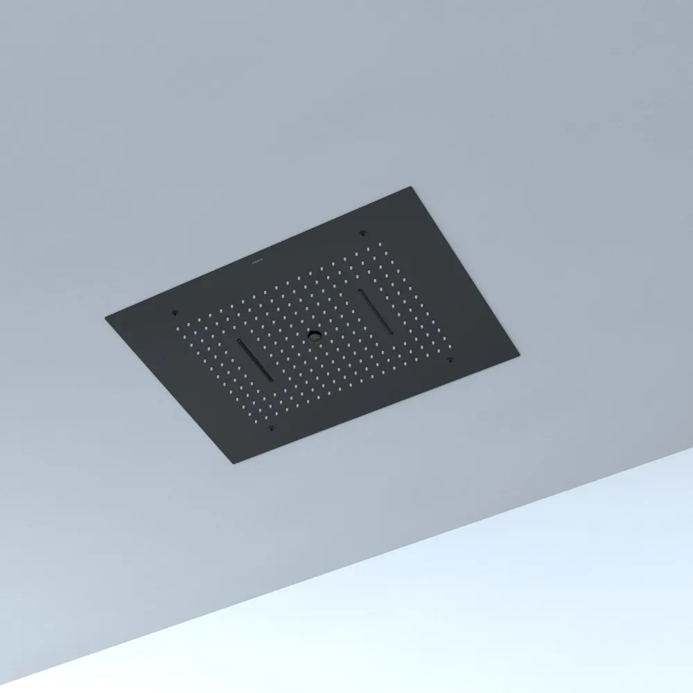 AQ2083MB верхний душ 600*430 мм, 3 jet (внешняя и скрытая часть), матовый черный