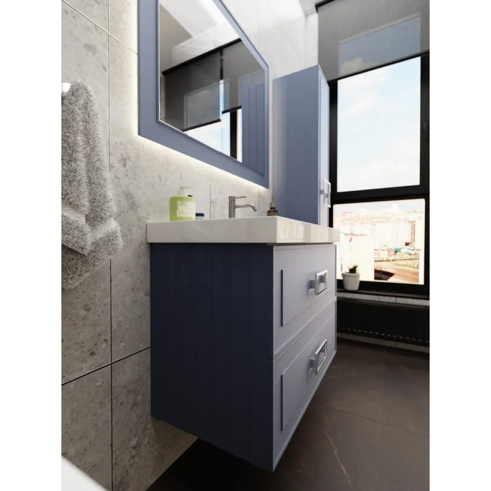 Тумба под раковину подвесная La Fenice Cubo TWIN FNC-01-CUB-BG-80-2, синяя