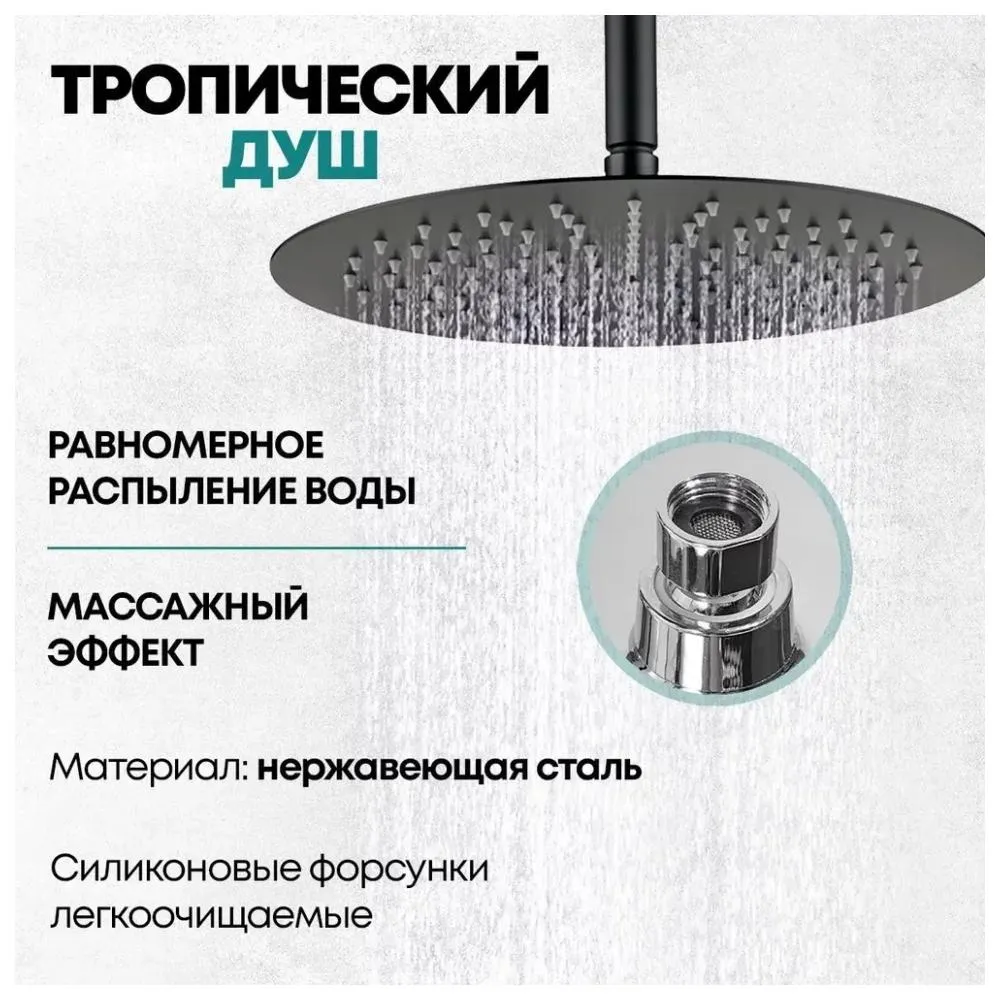 Душевая система встраиваемая (без излива) Grocenberg GB5099BL-4, черный