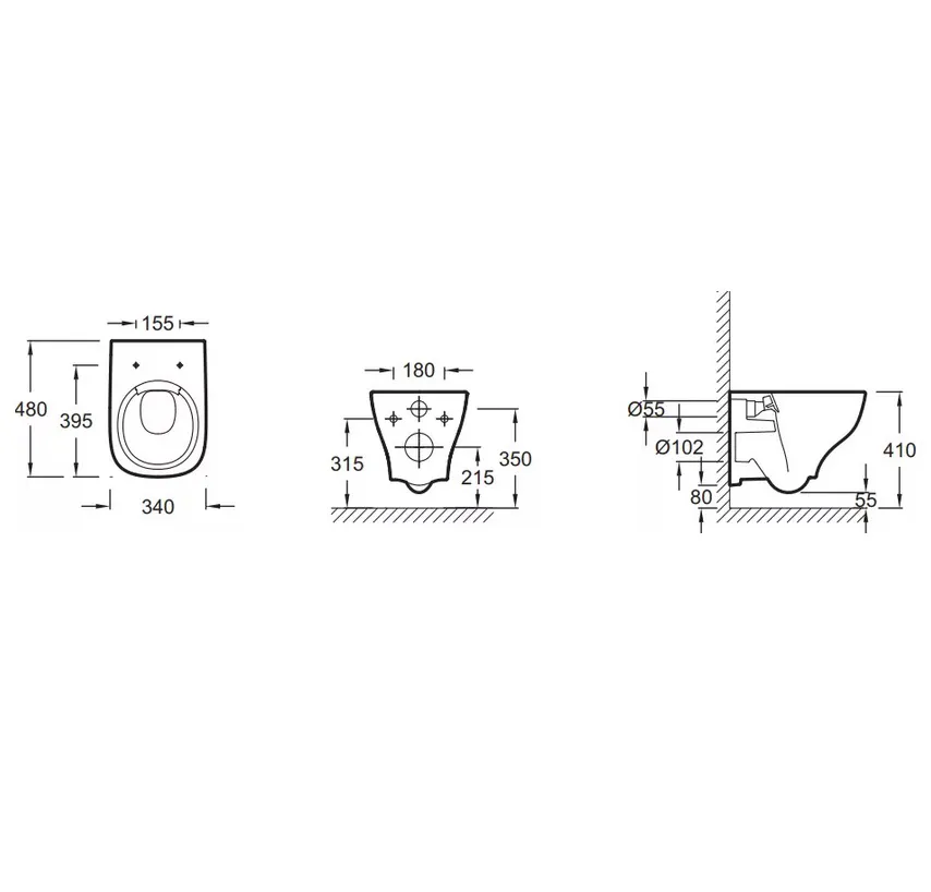 Чаша подвесного унитаза Jacob Delafon Struktura compact (EDF102-00) безободковый