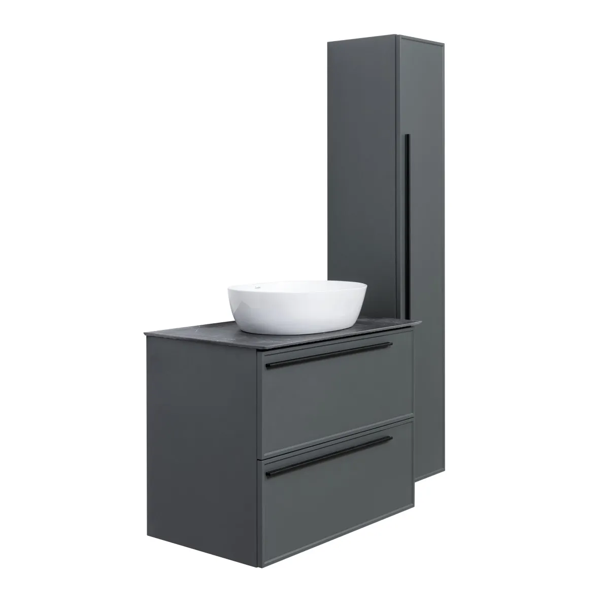 Тумба под раковину подвесная La Fenice Elba TWIN FNC-01-ELB-G-90-2, серо-зеленая