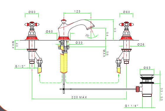 Смеситель для раковины Nicolazzi Impero, Bronze Plated (1208 BZ 36)