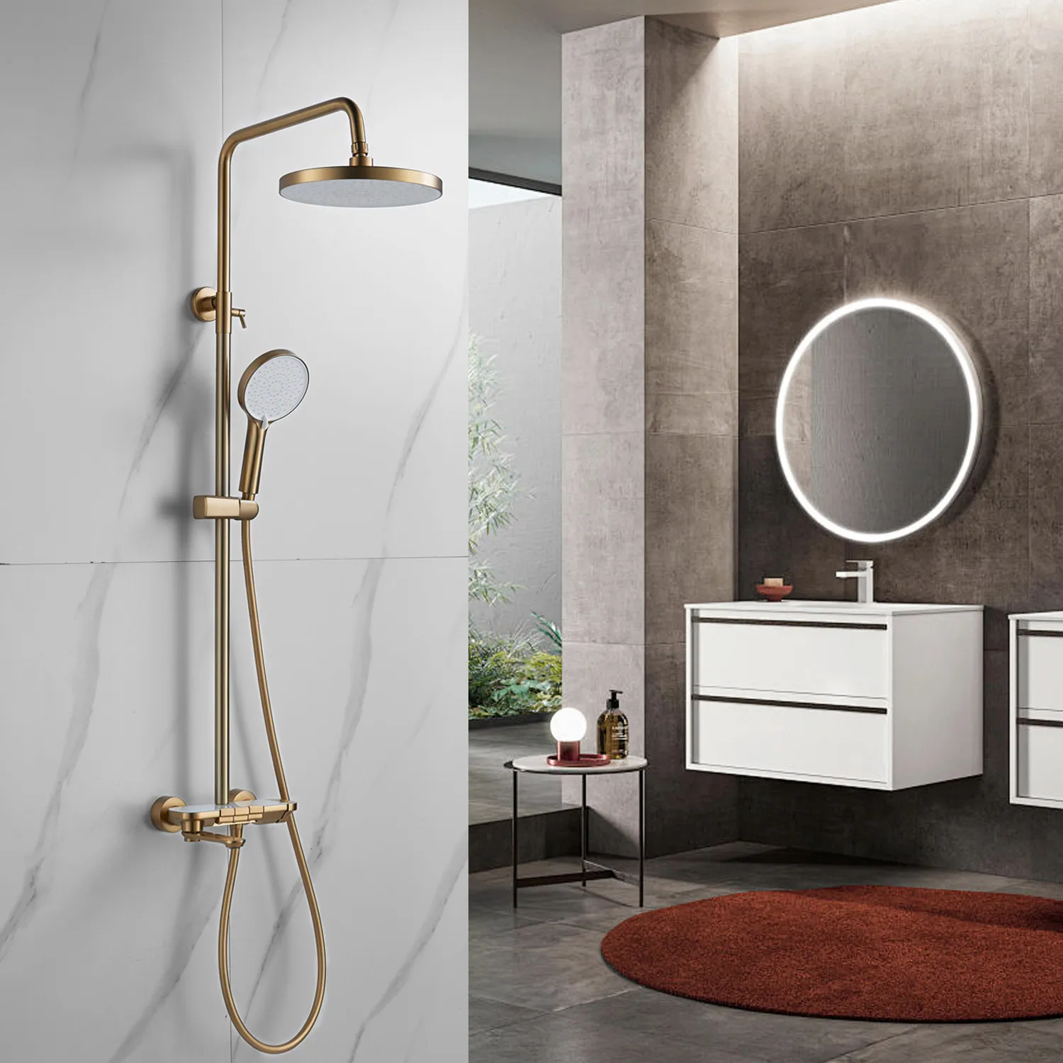 Душевая система Shevanik S4726G, золотой сатин