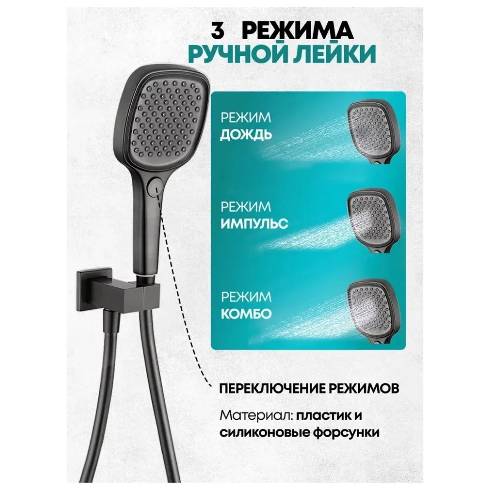 Душевая система встраиваемая (без излива) Grocenberg GB5040BG, графит