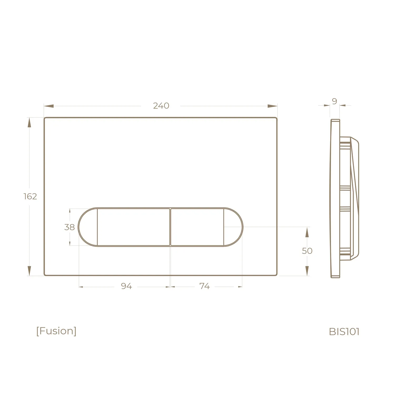 Клавиша смыва KNOTLOR BIS101RB, бронза
