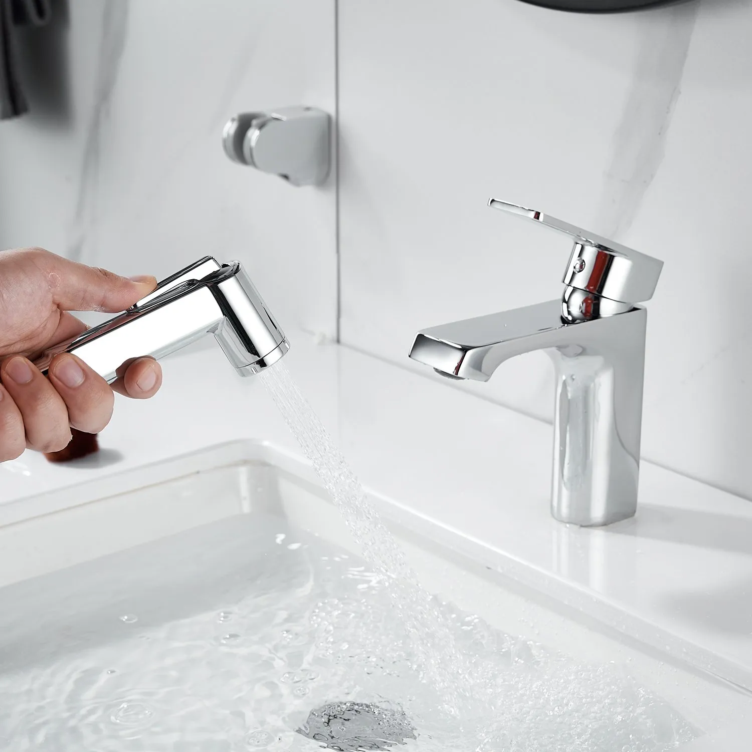 Смеситель для раковины с гигиеническим душем Raffine F171, хром