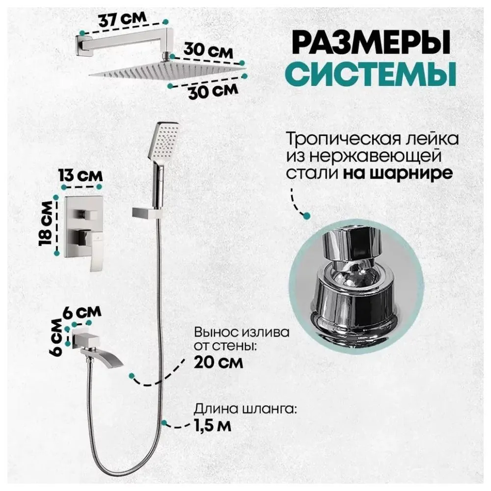 Душевая система встраиваемая Grocenberg GB5007NK, никель