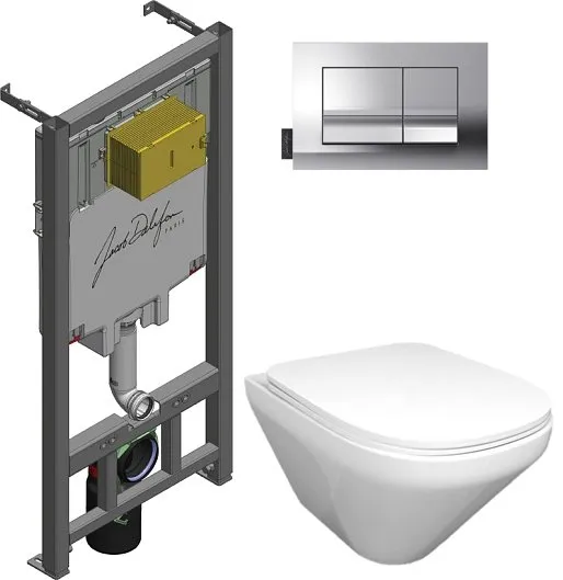 Комплект унитаз с инсталляцией, кнопкой и сиденьем микролифт Jacob Delafon Modern Life E21773RU-00 безободковый