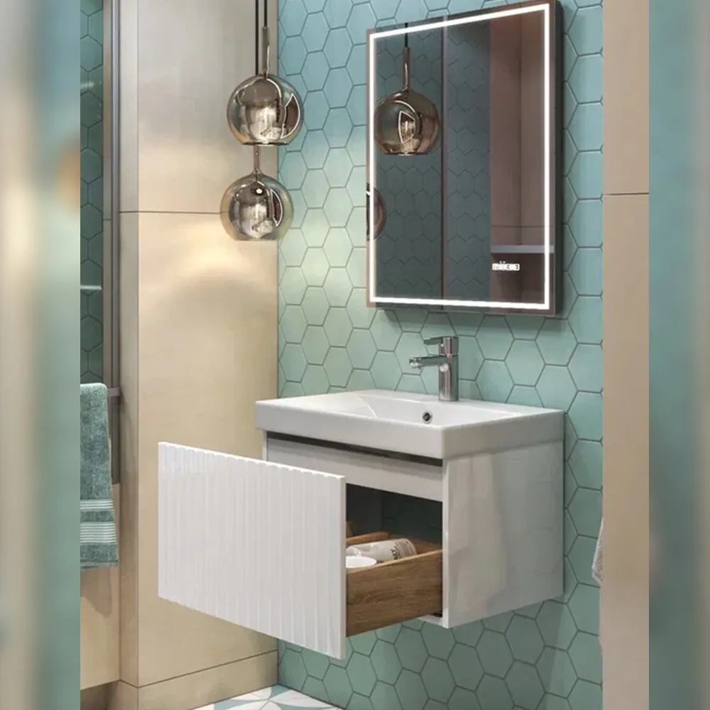 Тумба с раковиной подвесная Velvex Compo tp.COM.9696.60.1Y белый глянец, 60 см