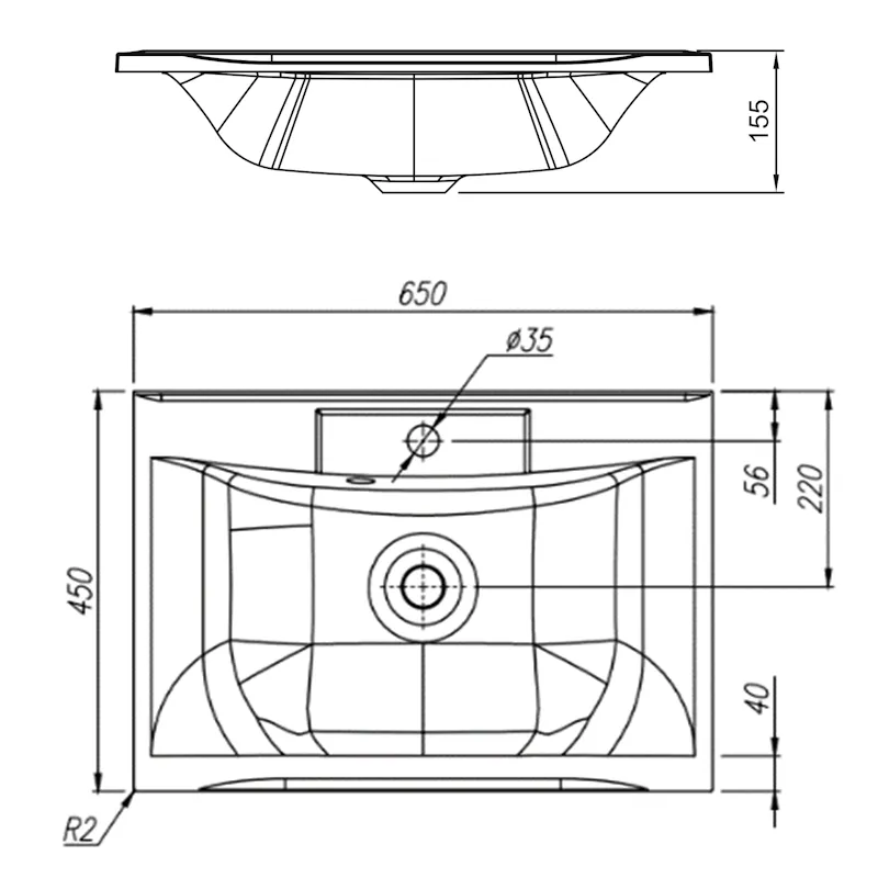 Раковина Florentina Прима 65 см 10.010.00650.302, антрацит
