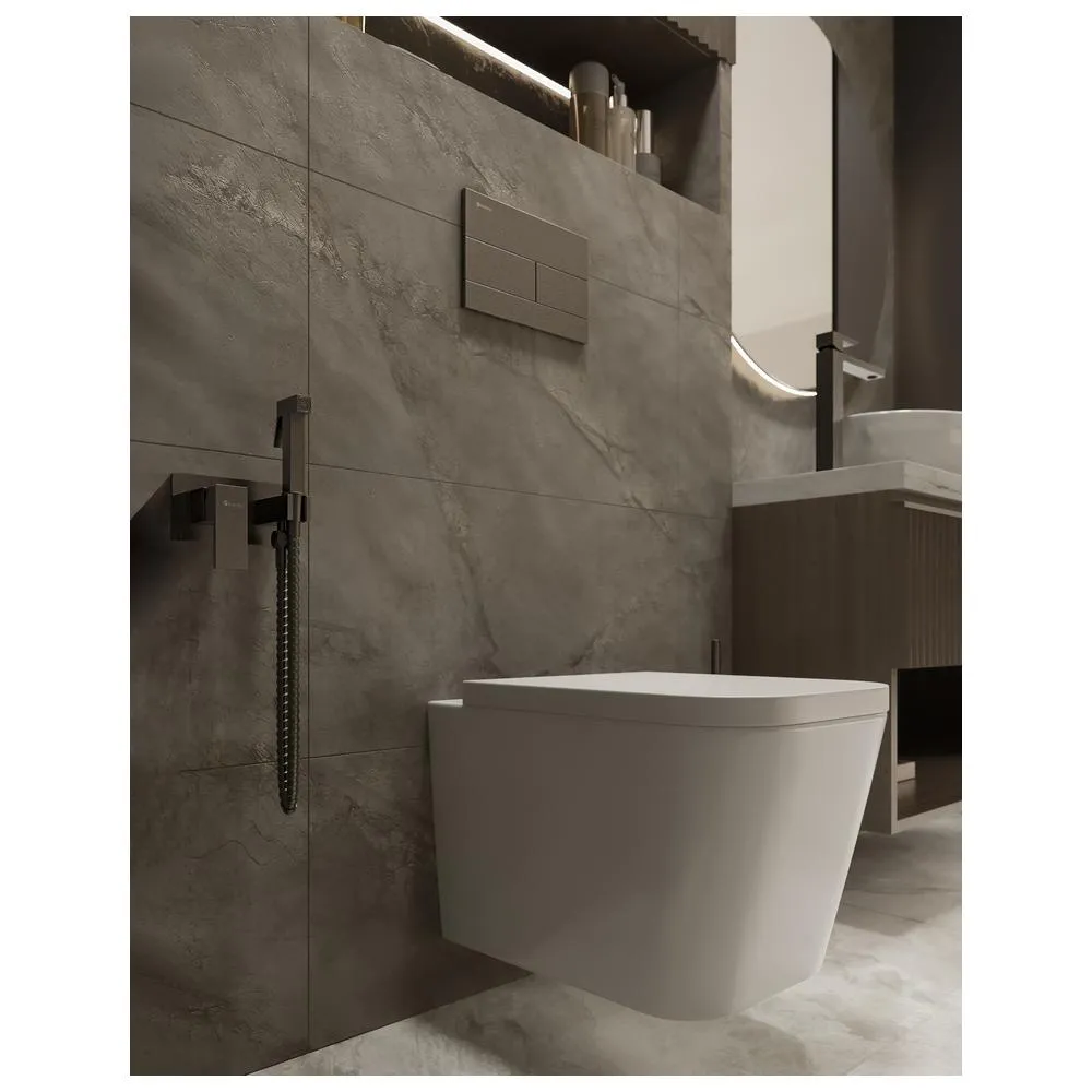 Гигиенический душ со смесителем встраиваемый Knotlor FHS02S1GM, вороненая сталь