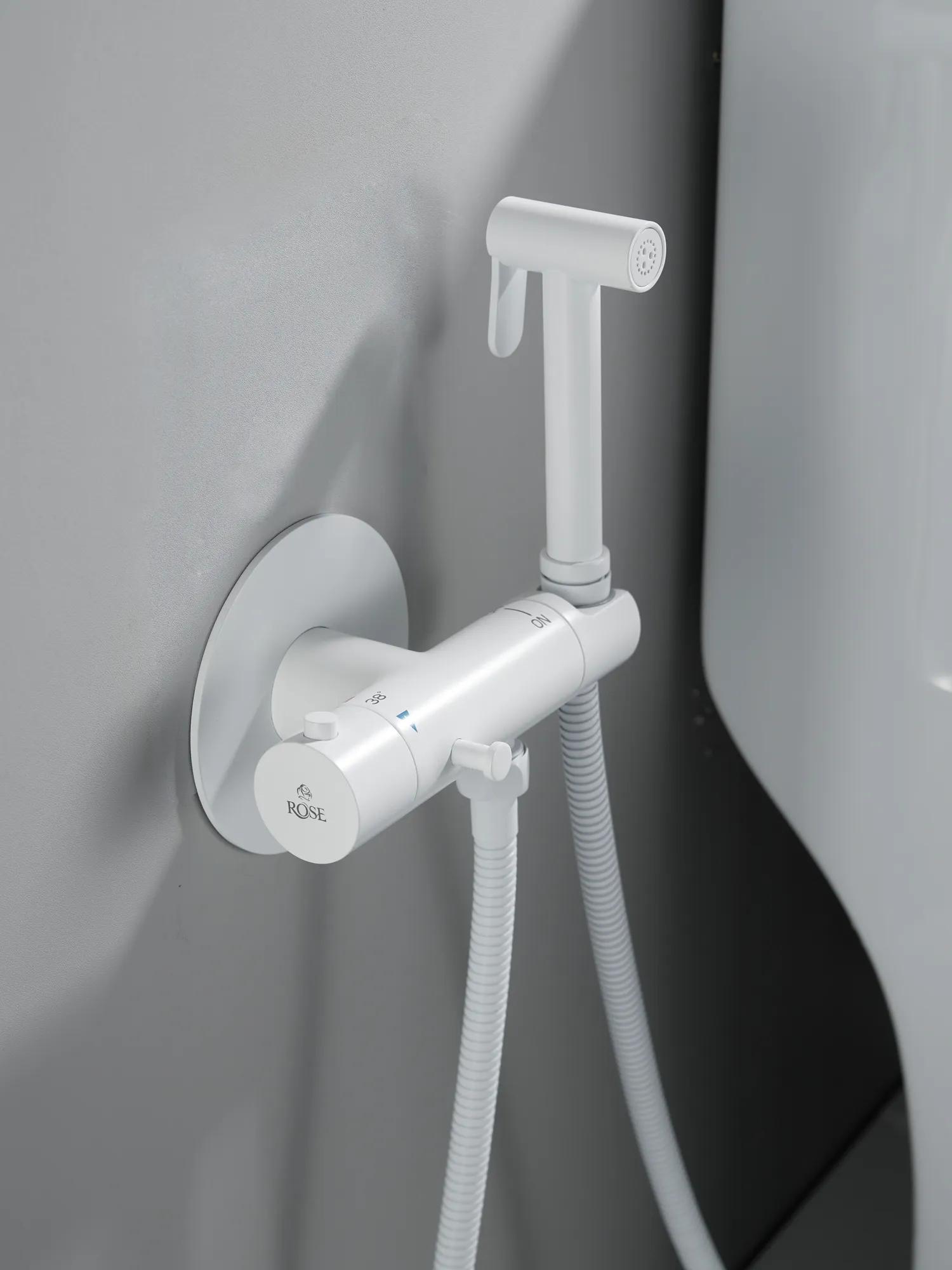 Гигиенический душ с термостатом Rose R915C, белый
