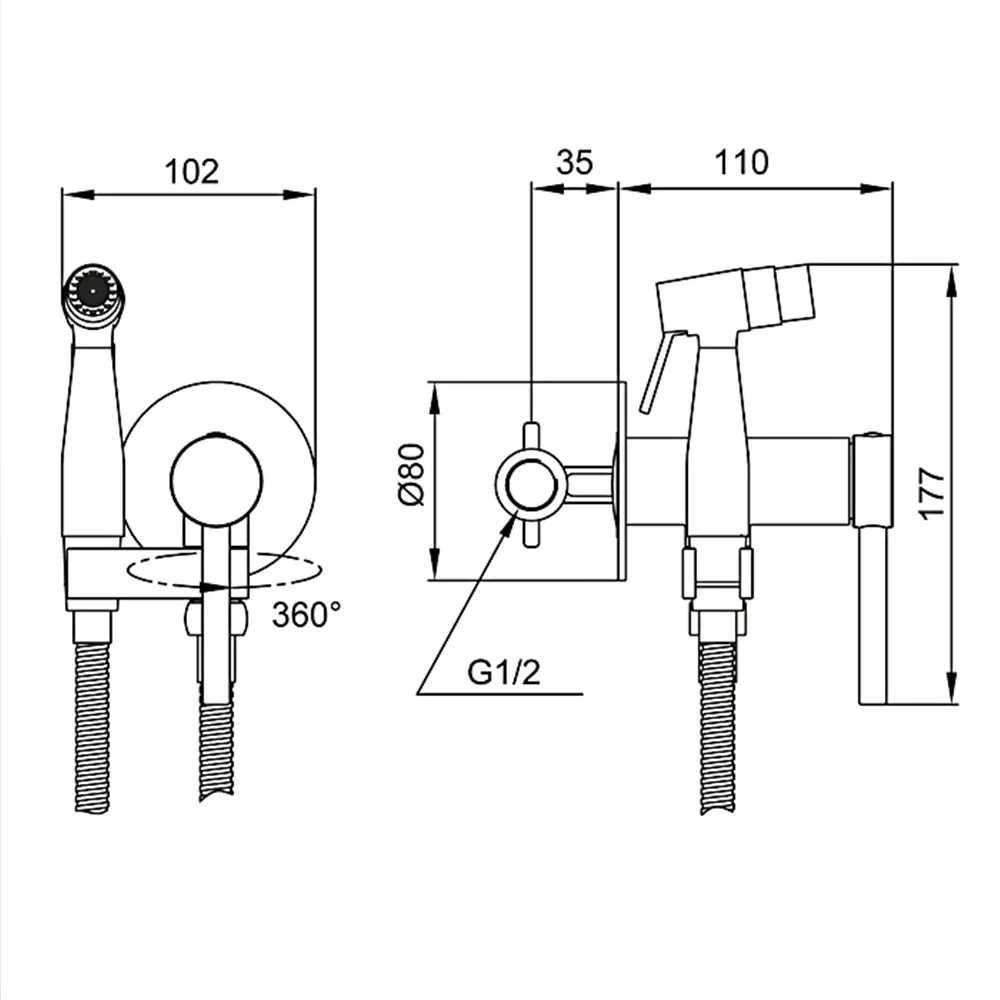 Гигиенический душ со смесителем GAPPO G7206-9, оружейная сталь