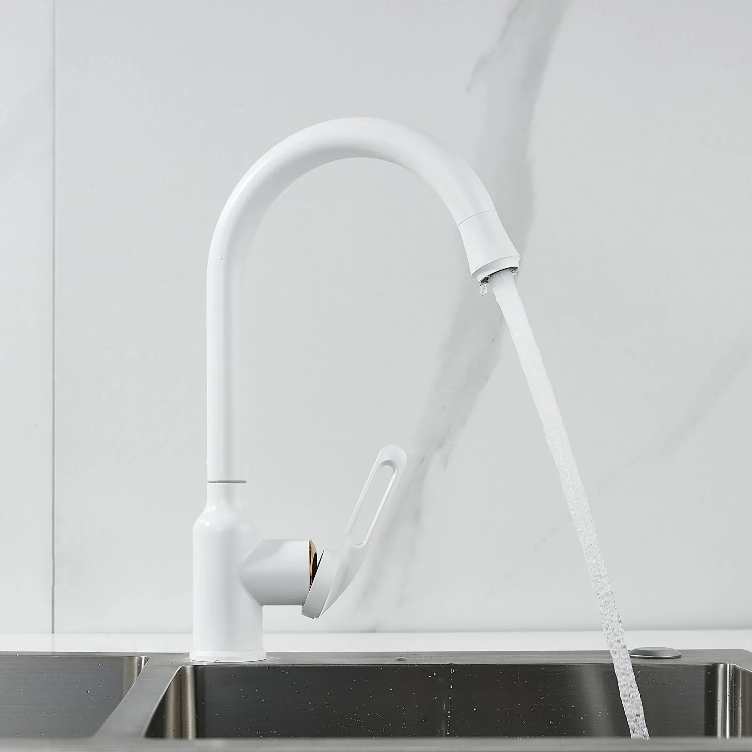 Смеситель для кухни Raffine F103C, белый