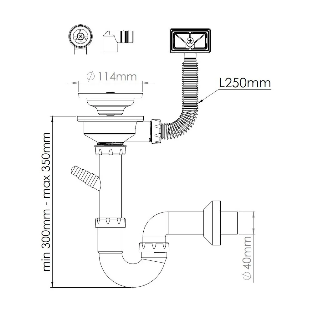 Сифон для кухонной мойки с переливом Nova NV1147