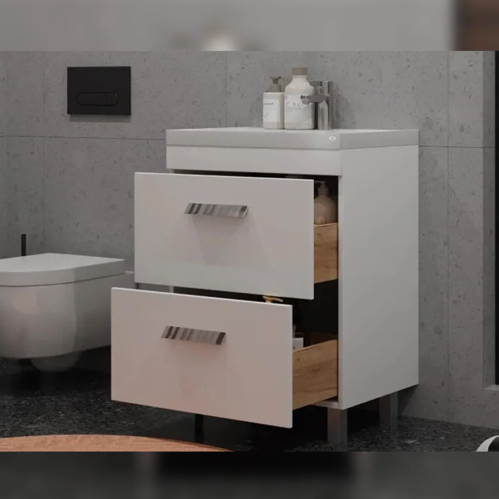 Тумба с раковиной напольная Velvex Orlando tn.ORL.CLA.60.2Y белый матовый, 60 см