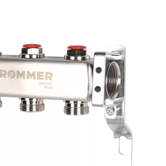 Коллектор Rommer 1"x3/4" на 3 контура с запорными клапанами (нерж. сталь) (RMS-3200-000003)