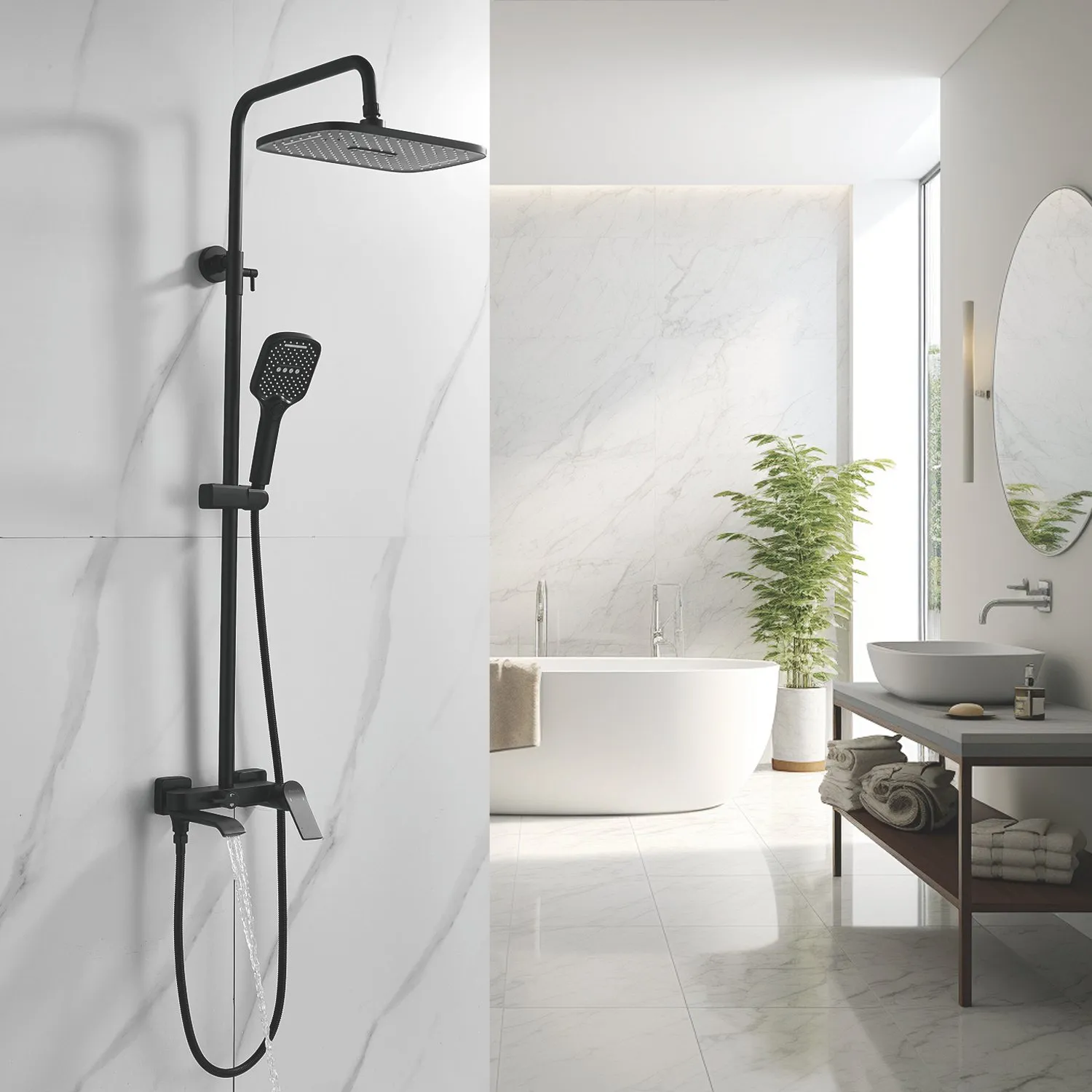 Душевая система Shevanik S4136H, черный