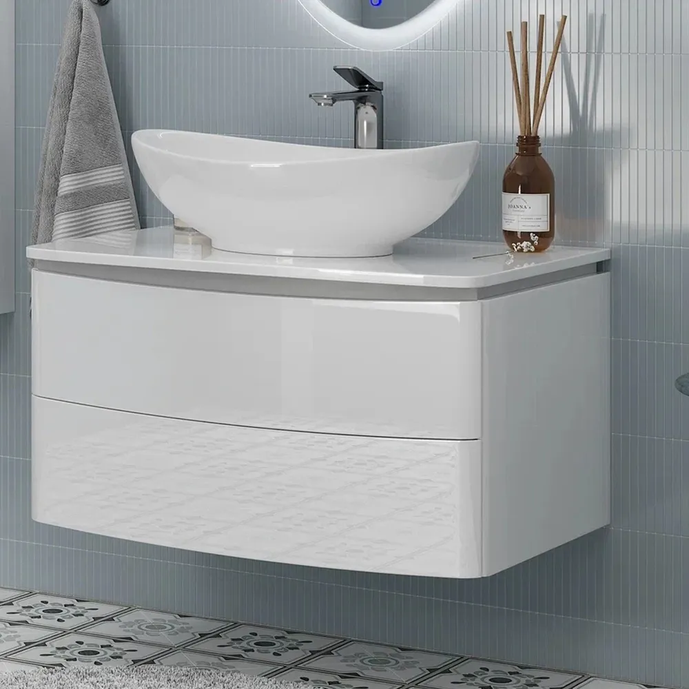 Тумба с раковиной подвесная Velvex Luna tp.LUN.80.2Y, 80 см