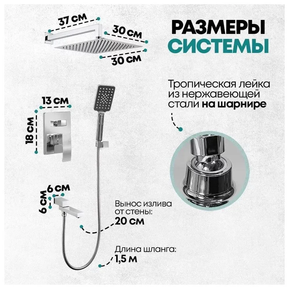 Душевая система встраиваемая Grocenberg GB5008CR, хром