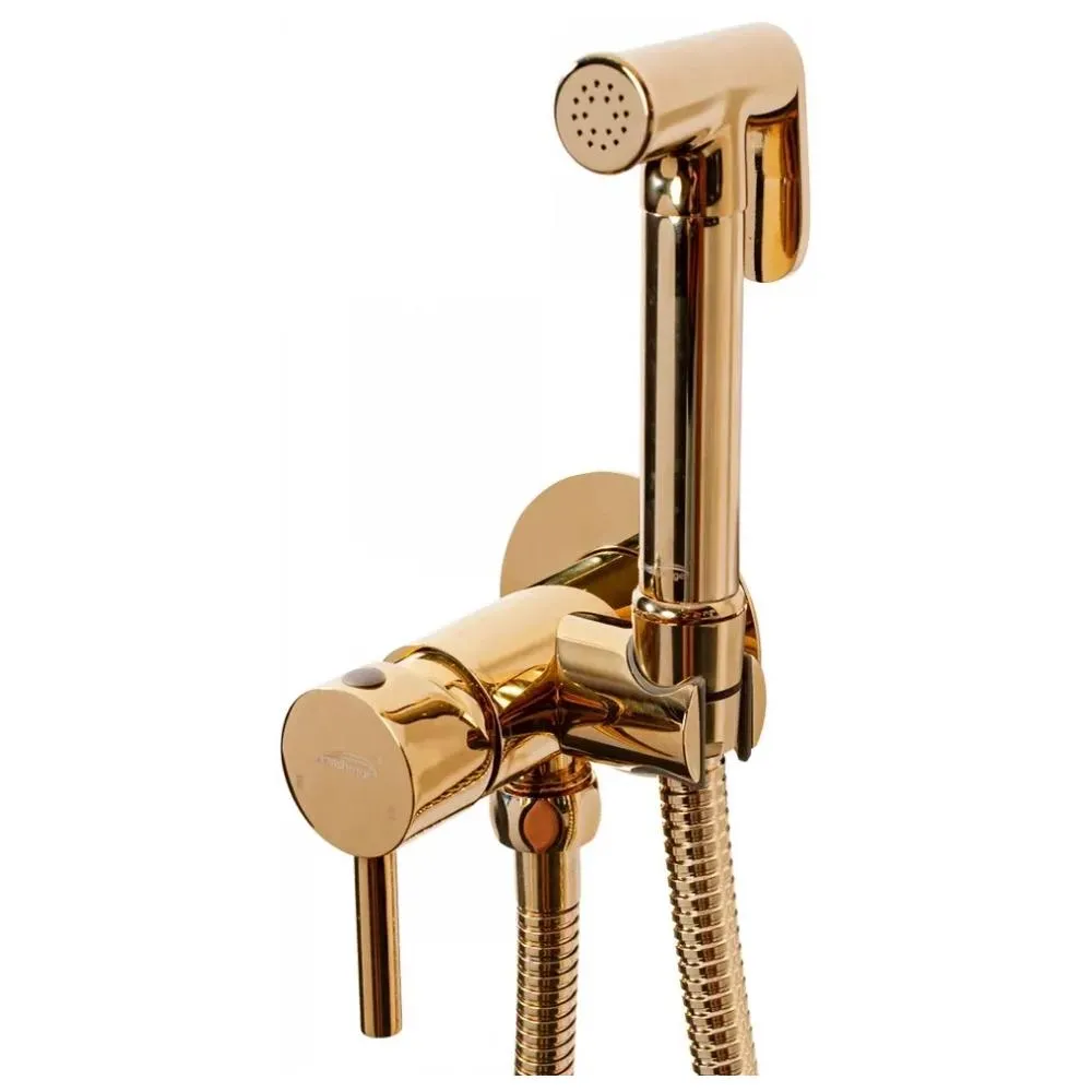 Гигиенический душ со смесителем встраиваемый Hansberge H3099GO, золото