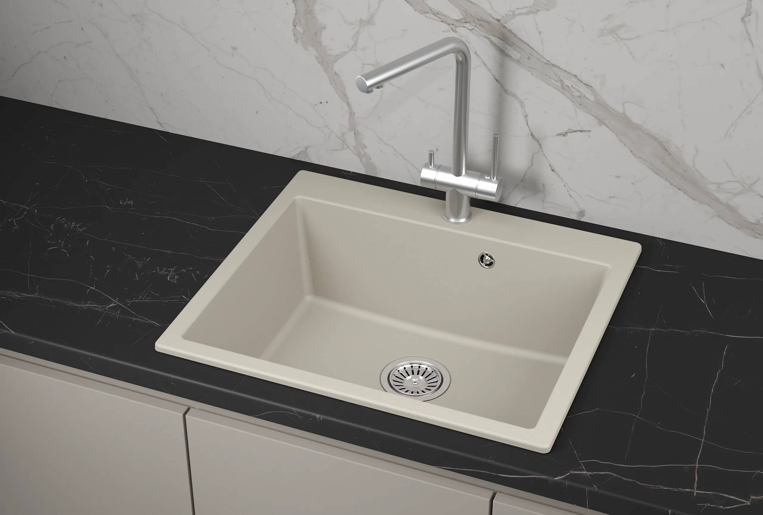 Мойка для кухни Granula 6001 креман, 60х52 см, квадратная (6001, КРЕМАН)