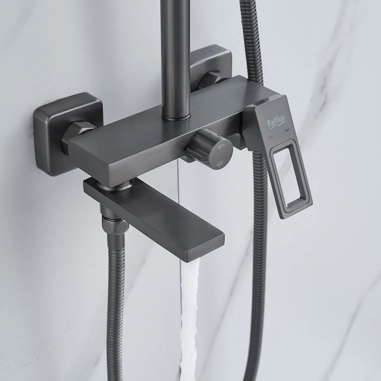 Душевая система Raffine F3696T, оружейная сталь