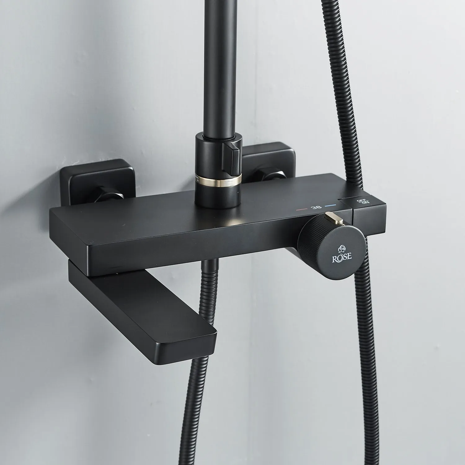 Душевая система с термостатом Rose R1896H, черный