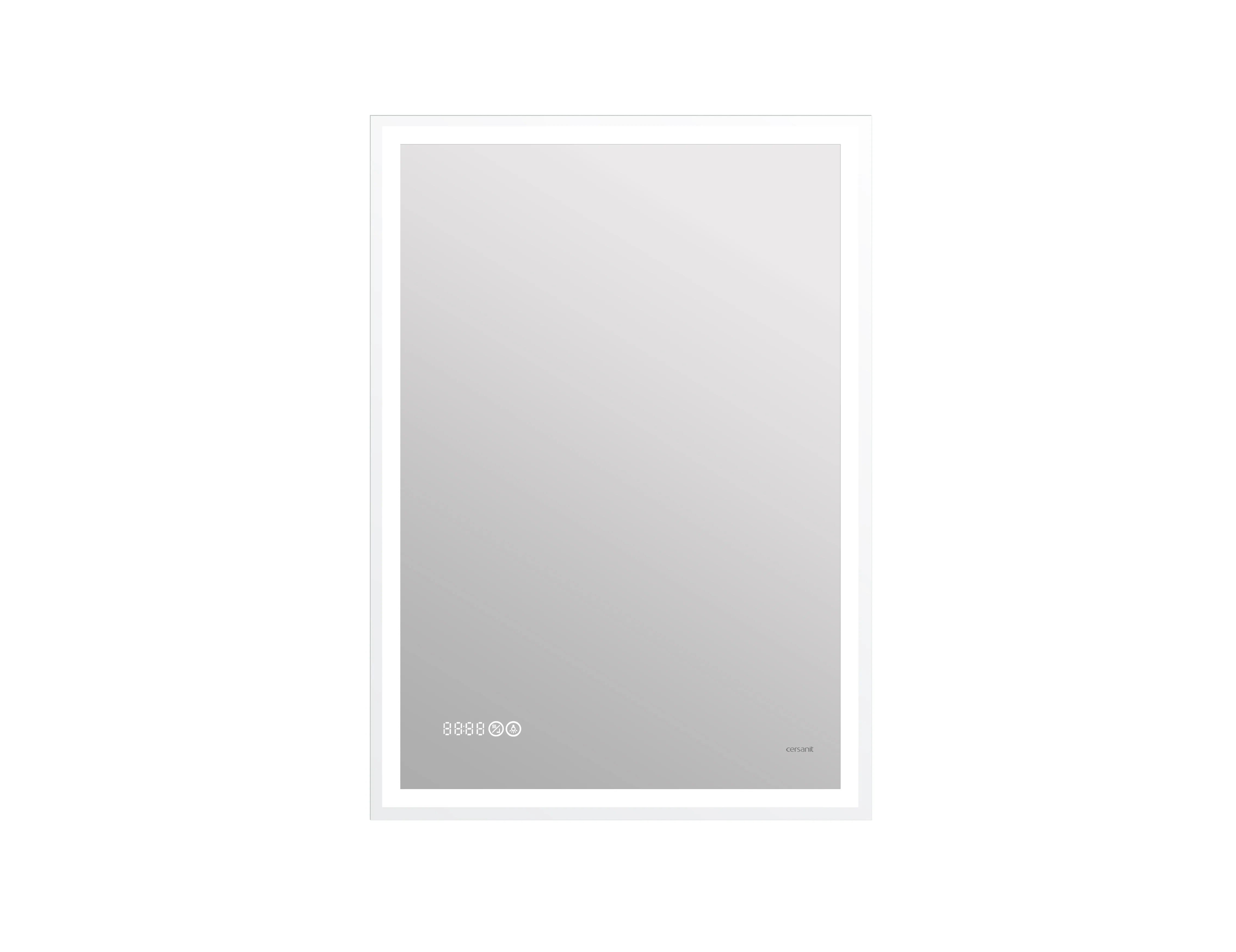Зеркало Cersanit  LED 080 design pro 60x85 с подсветкой часы с антизапотеванием прямоугольное (KN-LU