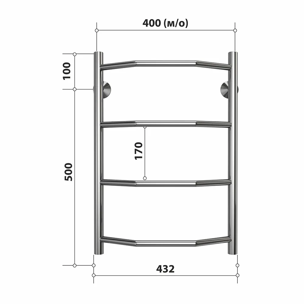 Полотенцесушитель водяной Stelmix 60x40 см, трапеция