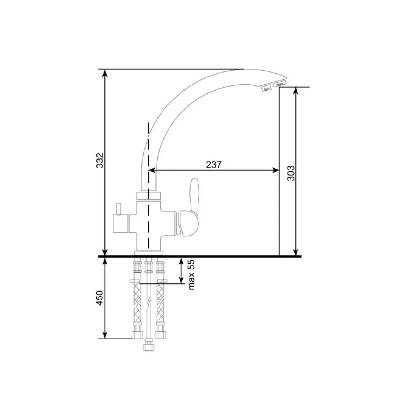 Смеситель для кухни Ulgran U-017-342, графит