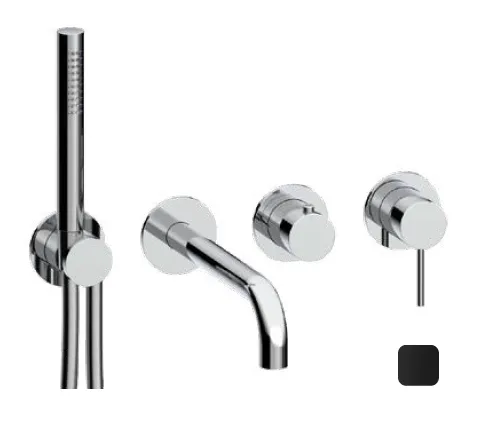 Смеситель для ванны и душа Almar Water Control Modular, с переключателем на 2-3 положения, черный матовый (E180143.MB)