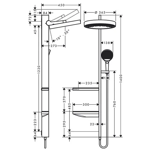 26842700S Set HG Rainfinity Showerpipe 360 1jet душевая система (26842700+26840180), матовый белый