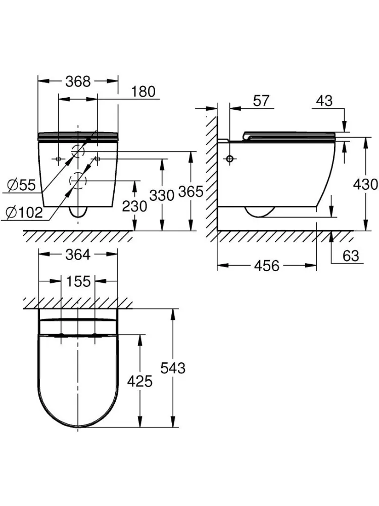 103860SH00 Grohe Bau Унитаз подвесной с сиденьем для унитаза, альпин-белый