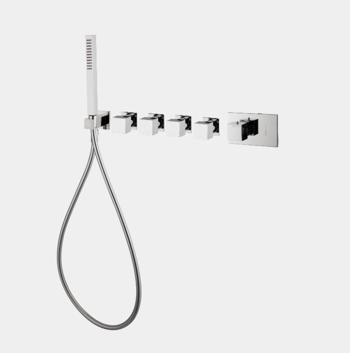 Смеситель для душа Fima Carlo Frattini Fimatherm, на 4 потребителя, черный матовый (F3968X4NS)