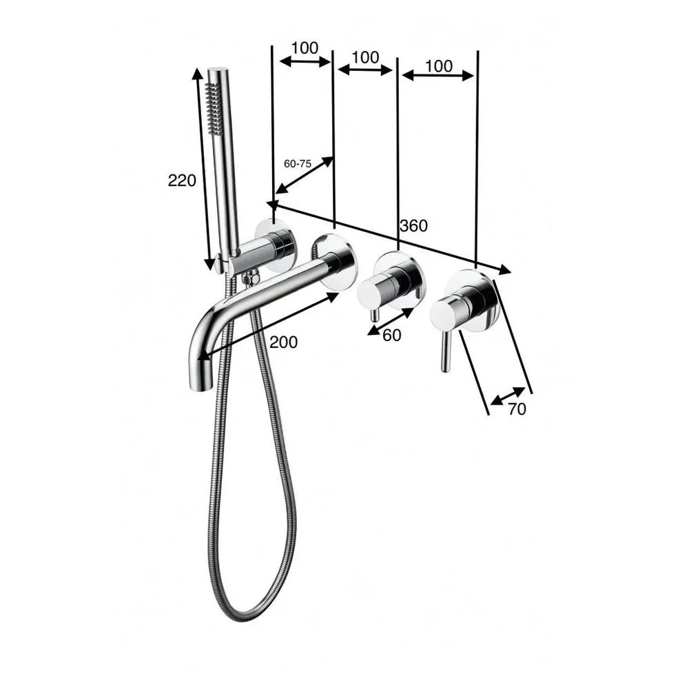 Смеситель для ванны встраиваемый Grocenberg GB5070CR, хром