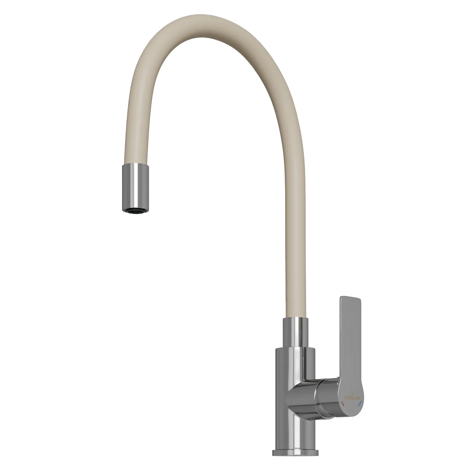 Смеситель для кухни 35к MIXLINE МЛ35-095(ML35-095) гибкий излив, б/отв, боковая, бежевый (556591)
