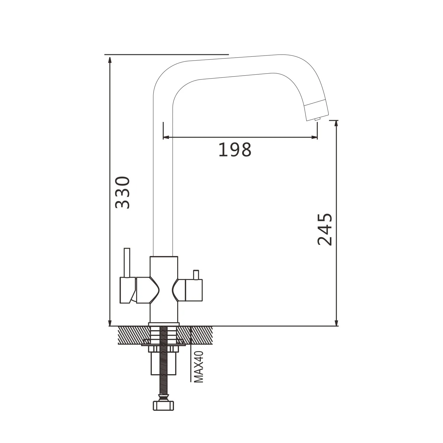Смеситель для кухни с подключением фильтра Shevanik S228G, золотой сатин