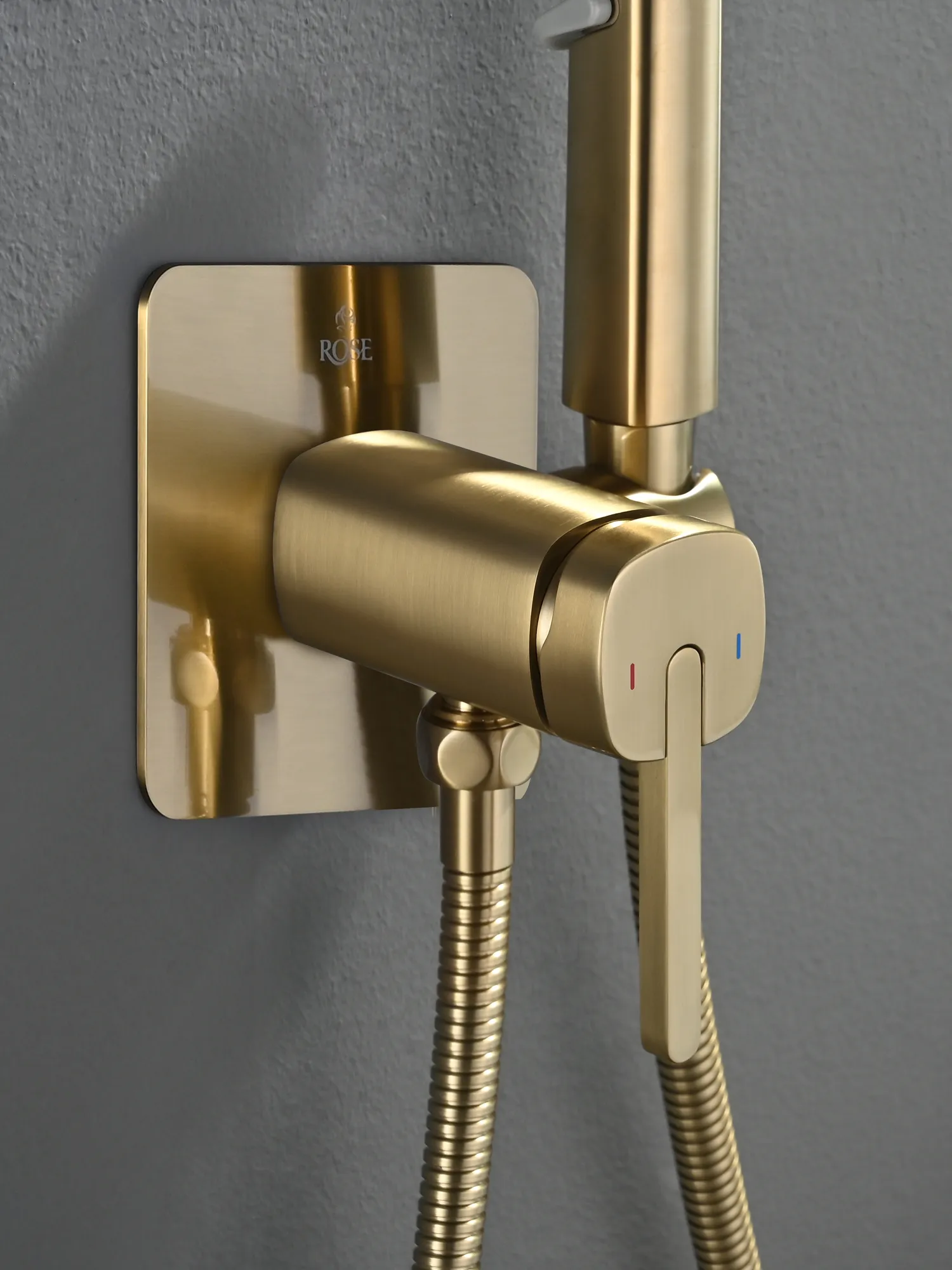 Гигиенический душ со смесителем Rose R245G, золотой сатин