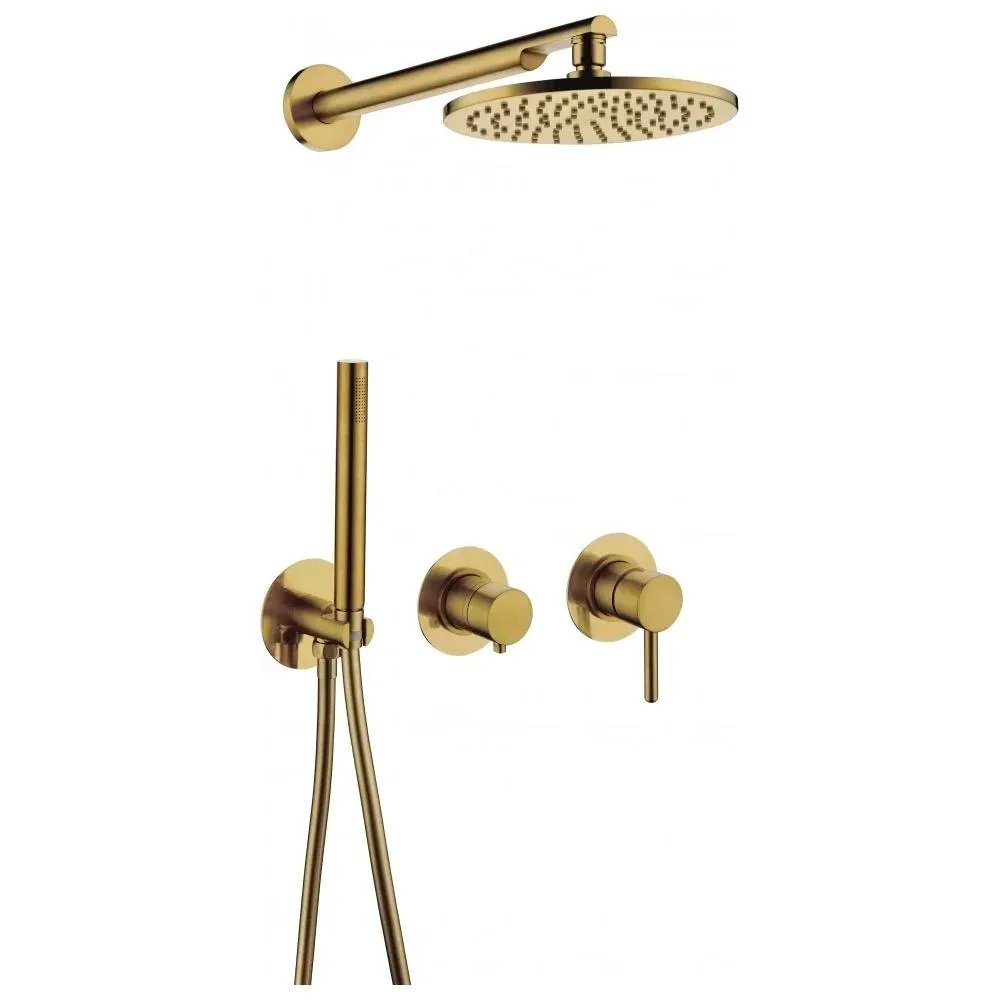 Душевая система встраиваемая (без излива) Grocenberg GB5090GL, брашированное золото