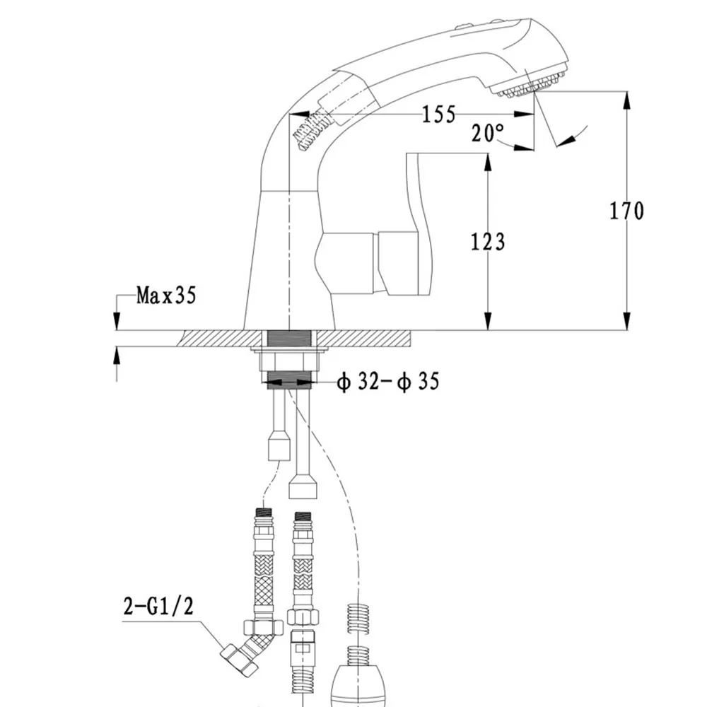 Смеситель для кухни с выдвижным изливом и режимом душ GranFest 3773, песочный