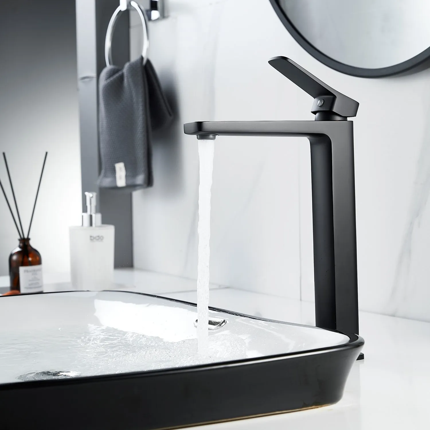 Смеситель для раковины высокий  Raffine F1199H, черный