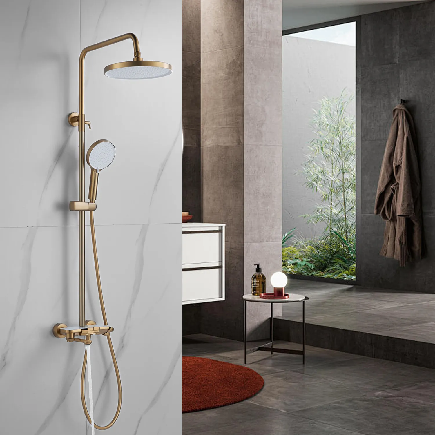 Душевая система Shevanik S4726G, золотой сатин