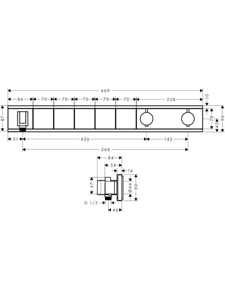 15358000S Set HG RainSelect термостатический смеситель для душа (15358000+15313180)