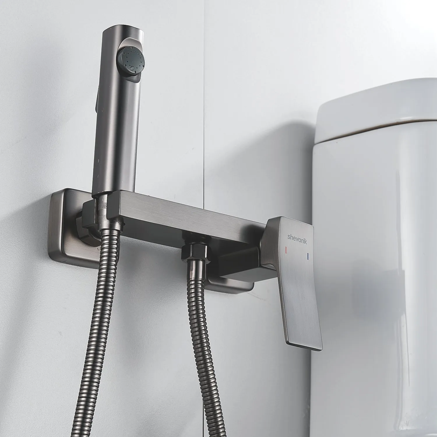 Гигиенический душ со смесителем Shevanik S4005T-1, оружейная сталь